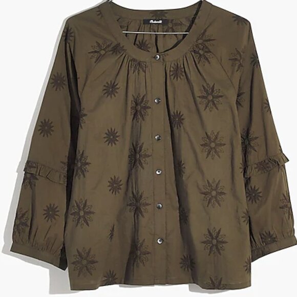 EUC Madewell Bubble-Sleeve in Kale - Picture 2 of 12